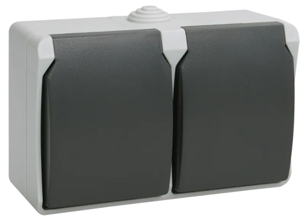 Розетка ИЭК РСб22-3 двухмест.с з/к для откр.устан.ФОРС IP54