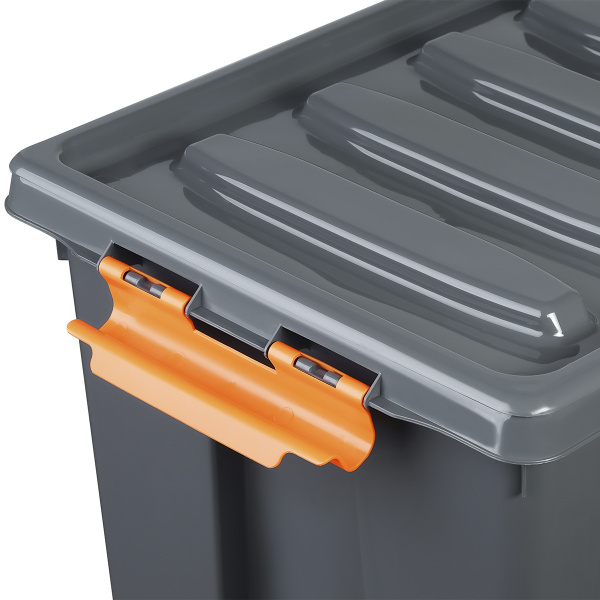 Ящик с крышкой на роликах Rox Box PRO 50л особопрочный, антрацитовый