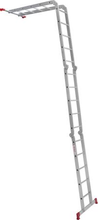 Четырехсекционная лестница-трансформер, стремянка, алюминиевая, шарнирная 4х5, нагрузка до 150 кг