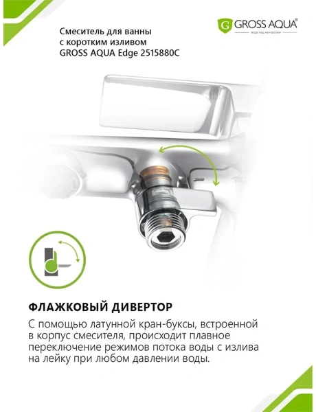 Смеситель д/в GROSS AQUA 2515880C Edge короткий излив