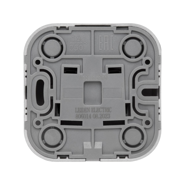 Розетка 1-ая (открытая, с/з) черная, Bailly, LEIDEN ELECTRIC, арт.806014