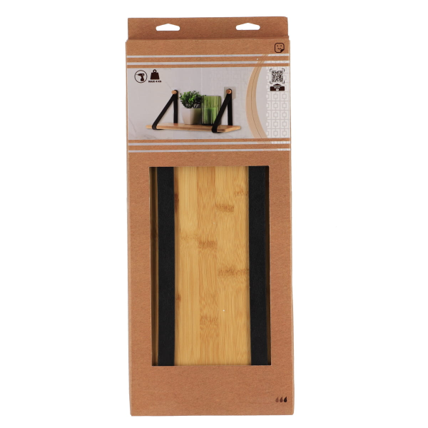 Полка для ванной комнаты Tendance бамбук/экокожа черная 91046103