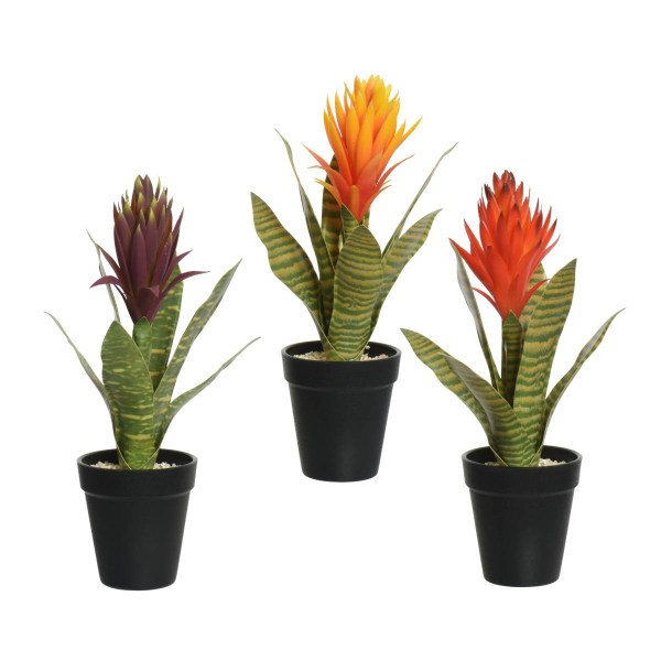 Растение искусственное в горшке Бромелия 3 цвета в ассортименте 32 см  800514 Kmg