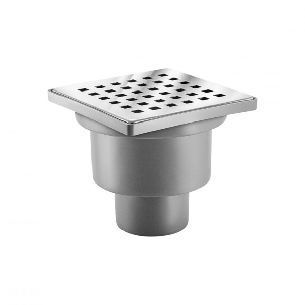 Трап BERGES водосток напольный Trend 100*100 нержавеющая сталь, хром глянец, D50 вертикальный арт.09