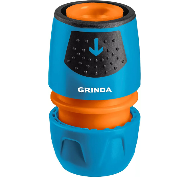 Соединитель быстросъемный GRINDA, TU, 1/2" - 3/4", пластиковый с TPR, универсальный, для шланга, PRO