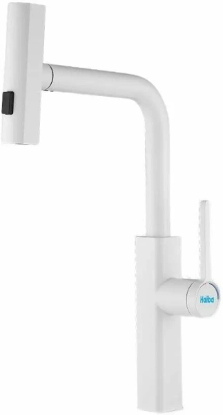 Смеситель д/к HAIBA HB 73824-8 выдвижной излив белый