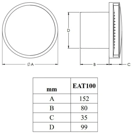 Вентилятор EUROPLAST E-EXTRA EAT100