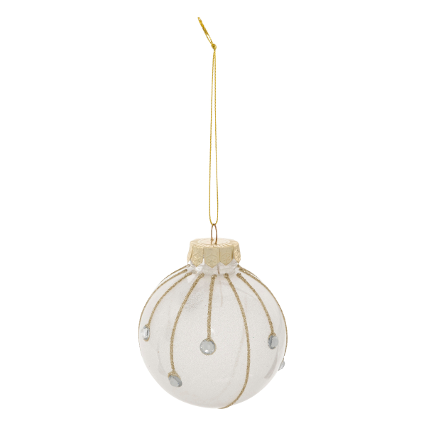 Шар елочный 8 см Feeric Бело-золотой пластик 198590
