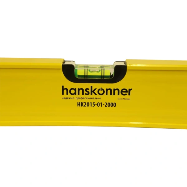 Уровень Hanskonner HK2015-01-2000, алюм.2000 мм, 3 колбы,усилен,фрезеров.,магнит,точность 0,5мм/м