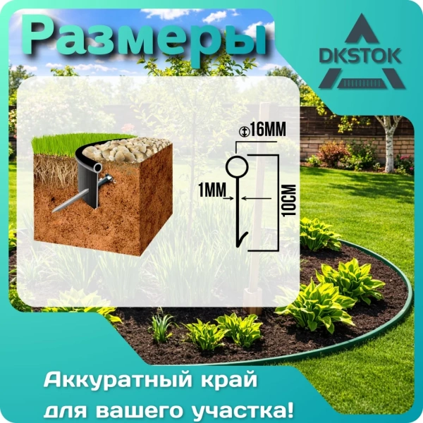 Бордюр ленточный ДЕКО, зелёный, 10х1000 см.