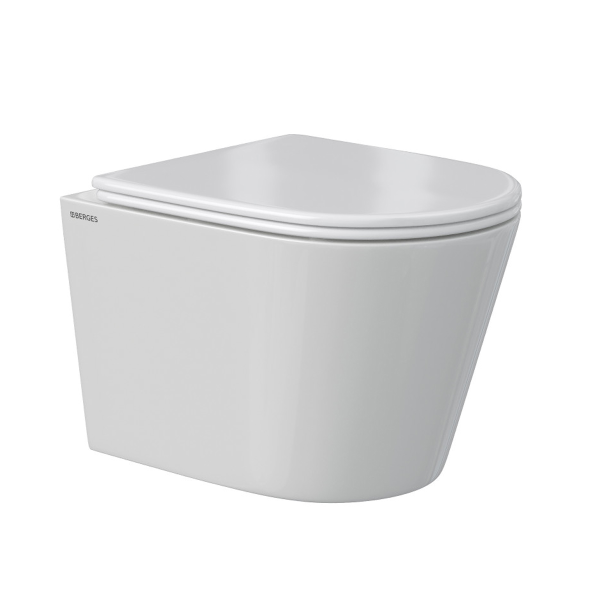Унитаз подвесной BERGES VITA Rimless 49 см, сиденье дюропласт, микролифт, быстросьем