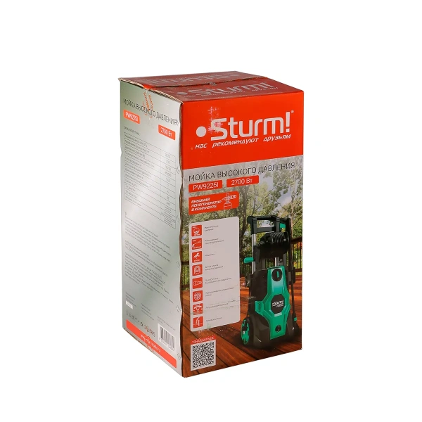 Мойка высокого давления Sturm! PW9225I асинхронный мотор, 2700Вт, 190 бар, ШВД-7м