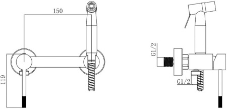 Гигиенический душ со смесителем, хром VODA Vessel VSL02