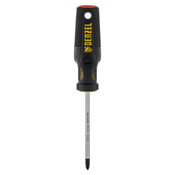 Отвертка, PH2х100 мм, S2, 3к рукоятка// Denzel