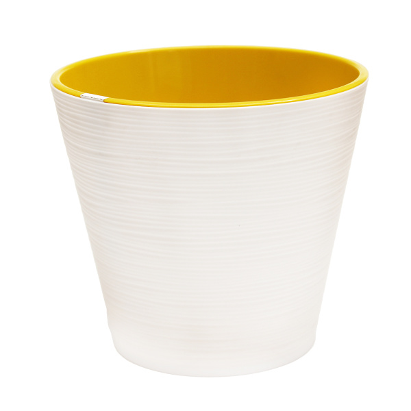 Горшок пластиковый с вкладкой, Конус Белый  д. 17 2,3 л.