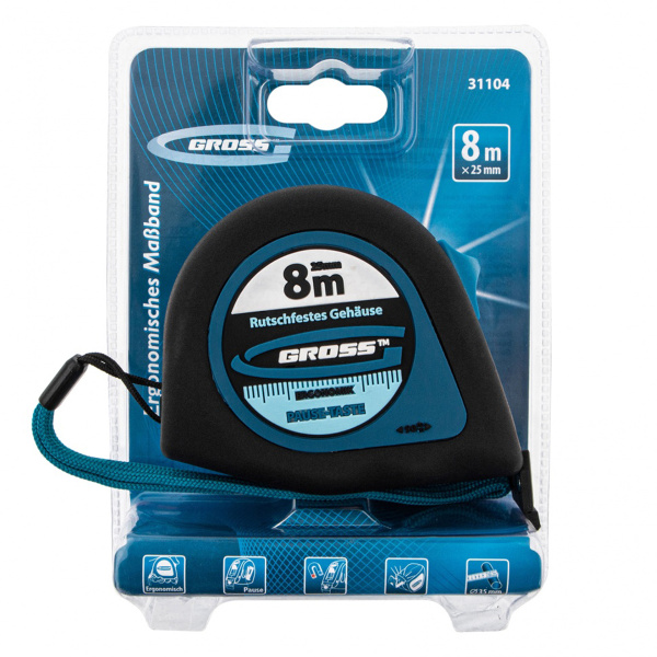 Рулетка GROSS ergonomisch 8х25