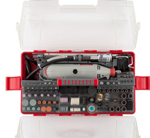 Гравер ЗУБР электрический с набором мини-насадок в кейсе, 242 предмета