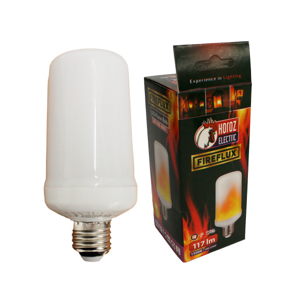 Лампа LED с эффектом пламени 001-048-0005, 5W 1500K E27  100-250V (FIREFLUX)