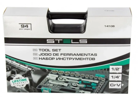 Набор инструментов STELS 1/2" 1/4" CrV пластиковый кейс 94 предмета
