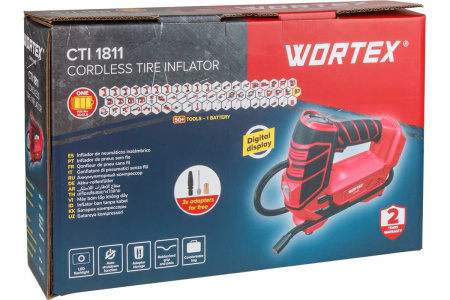 Компрессор аккумуляторный WORTEX CTI 1811 в кор. ALL1 МЕГА АКЦИЯ 18 В, 11 бар, 12 л/мин, 1х2 А*ч, зу