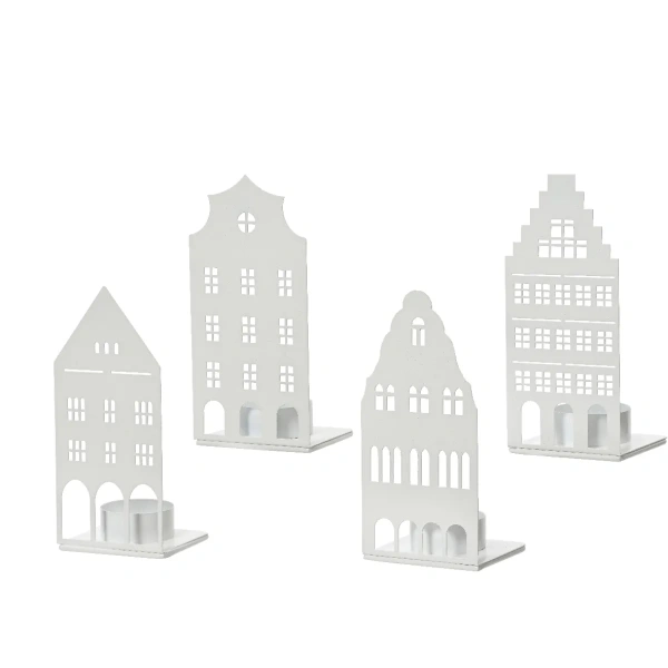 Подсвечник новогодний для чайной свечи Kaemingk Домики 4 вида в ассортименте 6х7х15 см 386829