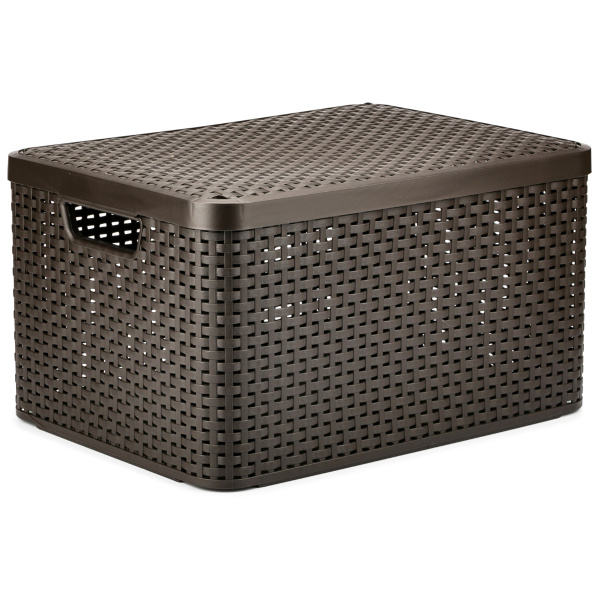 Корзина Curver STYLE для хранения с крышкой М, 18л темно-коричневый