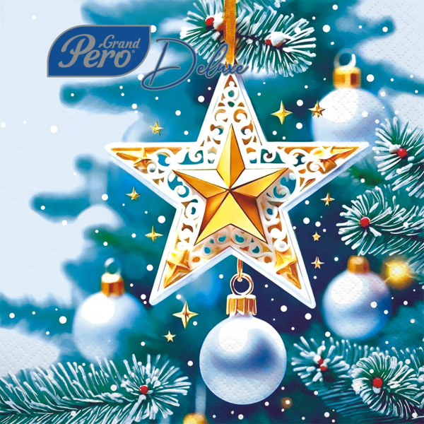 Салфетки бумажные Grand Pero Deluxe 33х33 см Кремлевская звезда 3сл 20л