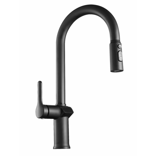 Смеситель д/к вытяжной излив, черный ESKO K15B LED