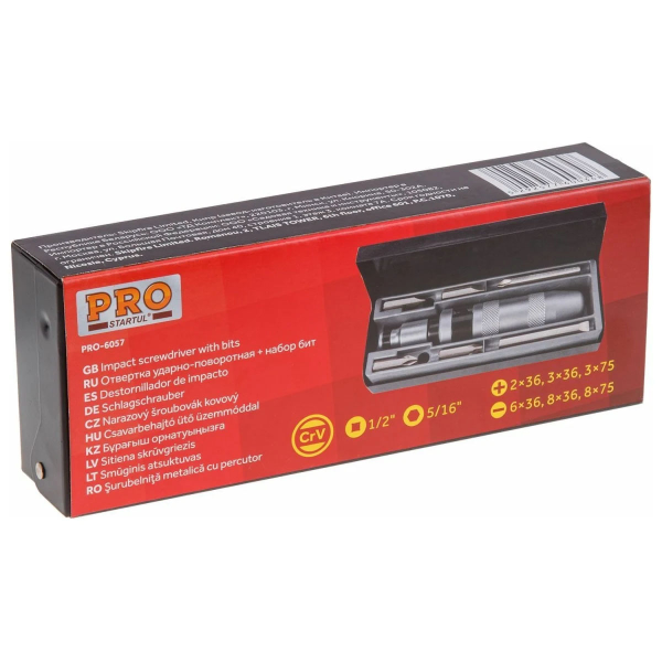 Отвертка ударно-поворотная+набор бит 6шт. PRO STARTUL (PRO-6057)