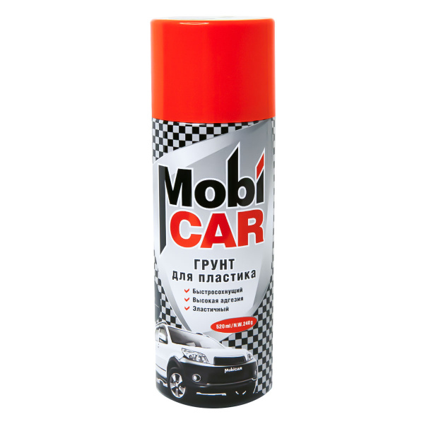 Аэрозольный грунт эмаль для пластика MobiCAR 520 мл, серый