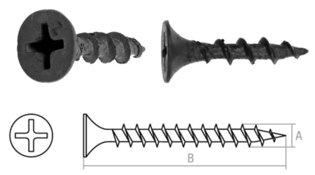 Саморез 3.5х55 мм для монтажа ГКЛ к дереву, фосфат (100 шт в пласт. конт.) STARFIX