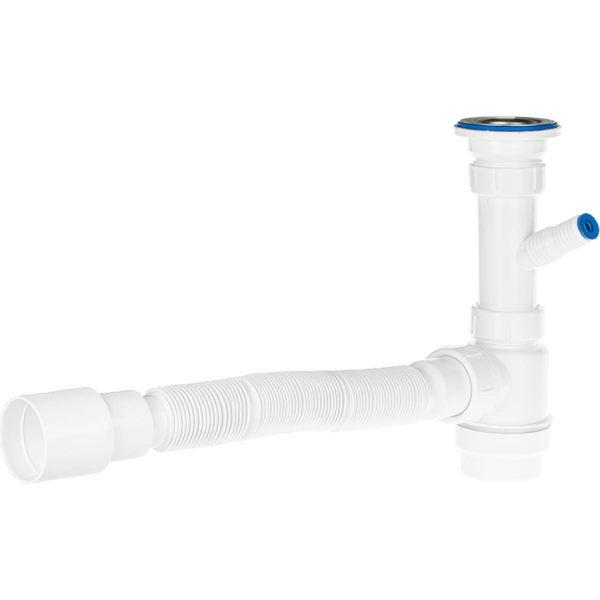 Сифон 2 в 1 для умыв. 1.1/2"х40 (вып.с нерж.реш.,с/без отв.для стир.маш.) с г.т. 40х40/50