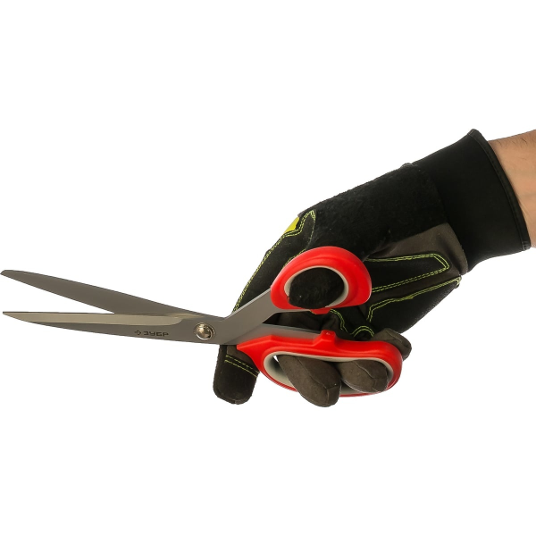 Ножницы ЗУБР МАСТЕР изогнутые хозяйств.,двухкомп. ручки 230мм.