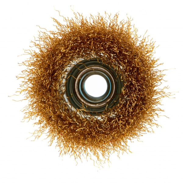 Щетка для УШМ, 100 мм, М14, "чашка", латунированная витая проволока// Matrix