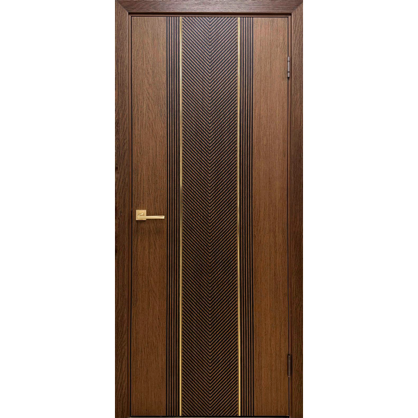 Дверное полотно Синди-6 "текстурированный орех" с золотым молдингом Дверное полотно 2-09 Дверное полотно Синди-6 "текстурированный орех" с золотым молдингом Дверное полотно 2-09