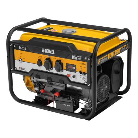 Генератор бензиновый PS-33E, 3,3 кВт, 230В, 15 л, электростартер// Denzel