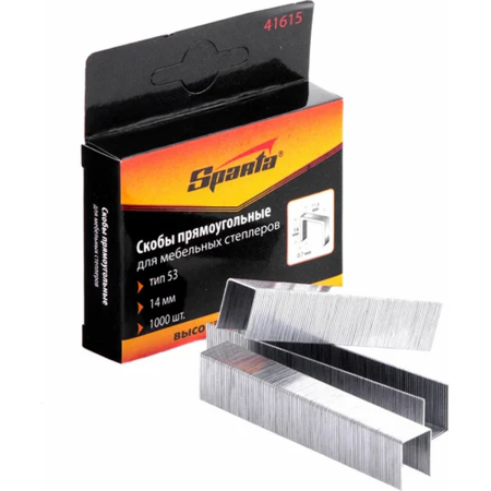 Скобы, 14 мм, для мебельного степлера, тип 53, 1000 шт.// Sparta