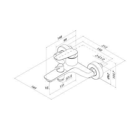 Смеситель в/д без аксессуаров, глянцевый хром, Zodiac X, IDDIS, ZDXSB02i02WA