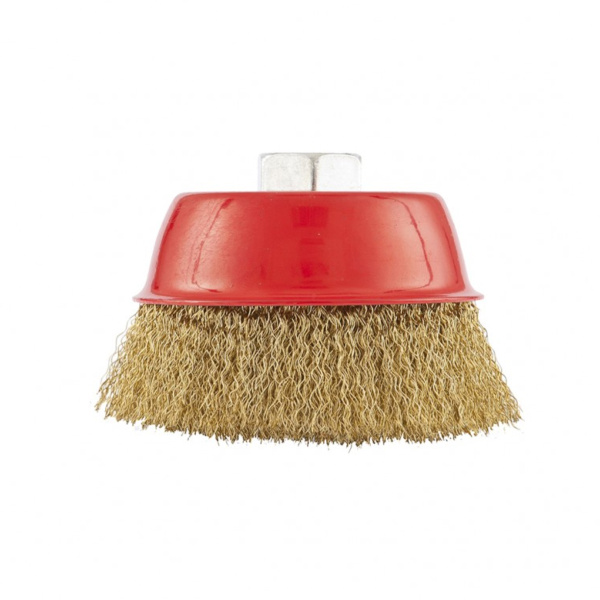 Щетка для УШМ, 100 мм, М14, "чашка", латунированная витая проволока// Matrix