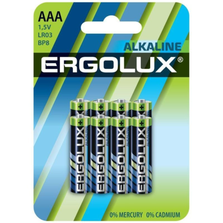 Батарейка мизинчиковая Ergolux Alkaline LR03 BL-8 14814