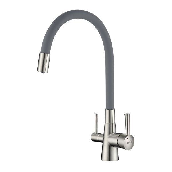 Смеситель д/к Lemark LM3075BN-Silver "COMFORT" с гибким изливом, с подключением к фильтру питьевой в Смеситель д/к Lemark LM3075BN-Silver "COMFORT" с гибким изливом, с подключением к фильтру питьевой в