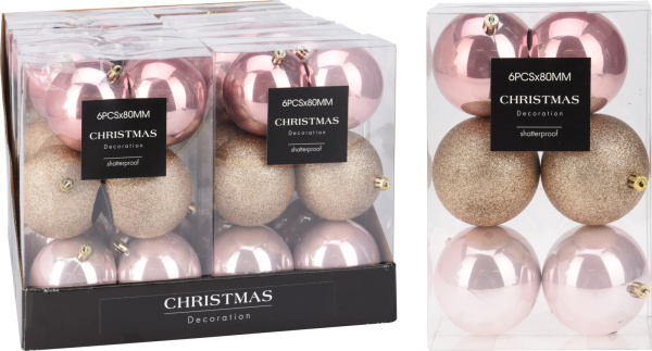 Набор елочных шаров 8 см 6 шт мультиколор AVS100830 К