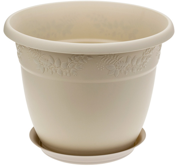 Кашпо IDEA РЯБИНА D160мм 1,4л с поддоном латте