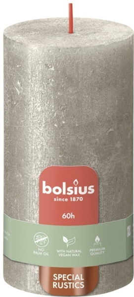 Свеча столбик Bolsius 130х68 мм шампань маталлик