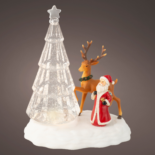 Kaemingk: Украшение декоративное "Санта у елки", 17,5*25*30 см, со светом