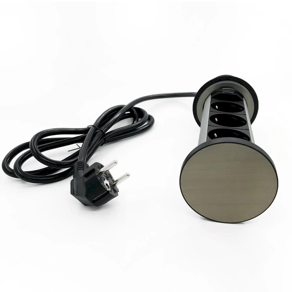 Блок настольный розеточный выдвижной на 3 розетки, IP44, серебро Shelbi STV-3S-IP44-3