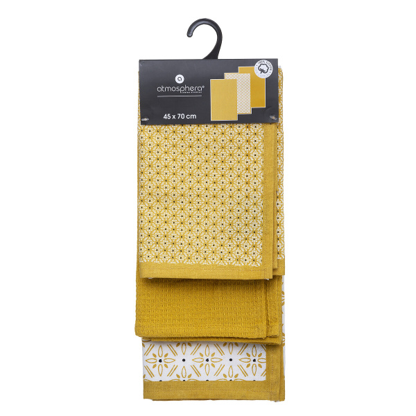 Набор кухонных полотенец Atmosphera 45х70 см 3 шт желтый 178554R