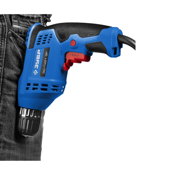 Дрель безударная реверсивная ЗУБР Профессионал ЗД-П421 ЭР, 420 Вт, 0-3300 об/мин, БЗП патрон 10 мм