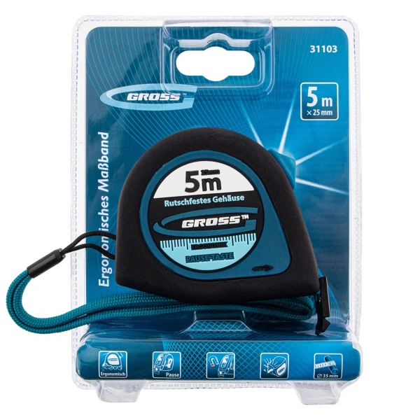 Рулетка GROSS ergonomisch 5х25