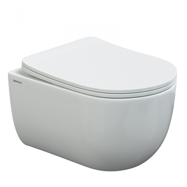 Унитаз BERGES подвесной VENTAS Rimless 49 см, сиденье дюропласт Ventas Slim SO, микролифт, быстросъё